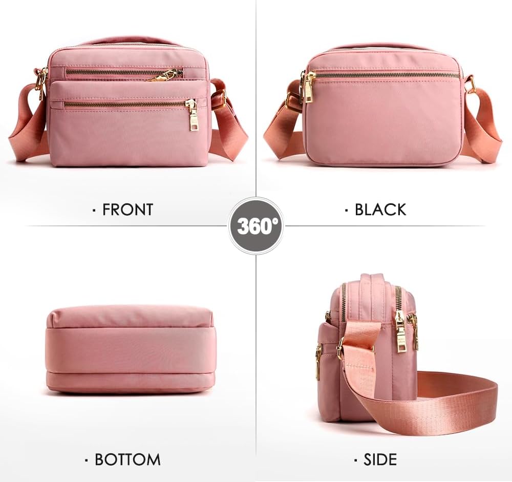 GAOHUI Cross Body Bag for Women, Multi Pocket Handbags & Shoulder Bags Waterproof Nylon Anti Theft Messenger Bag for Travel Shopping Appointment Daily