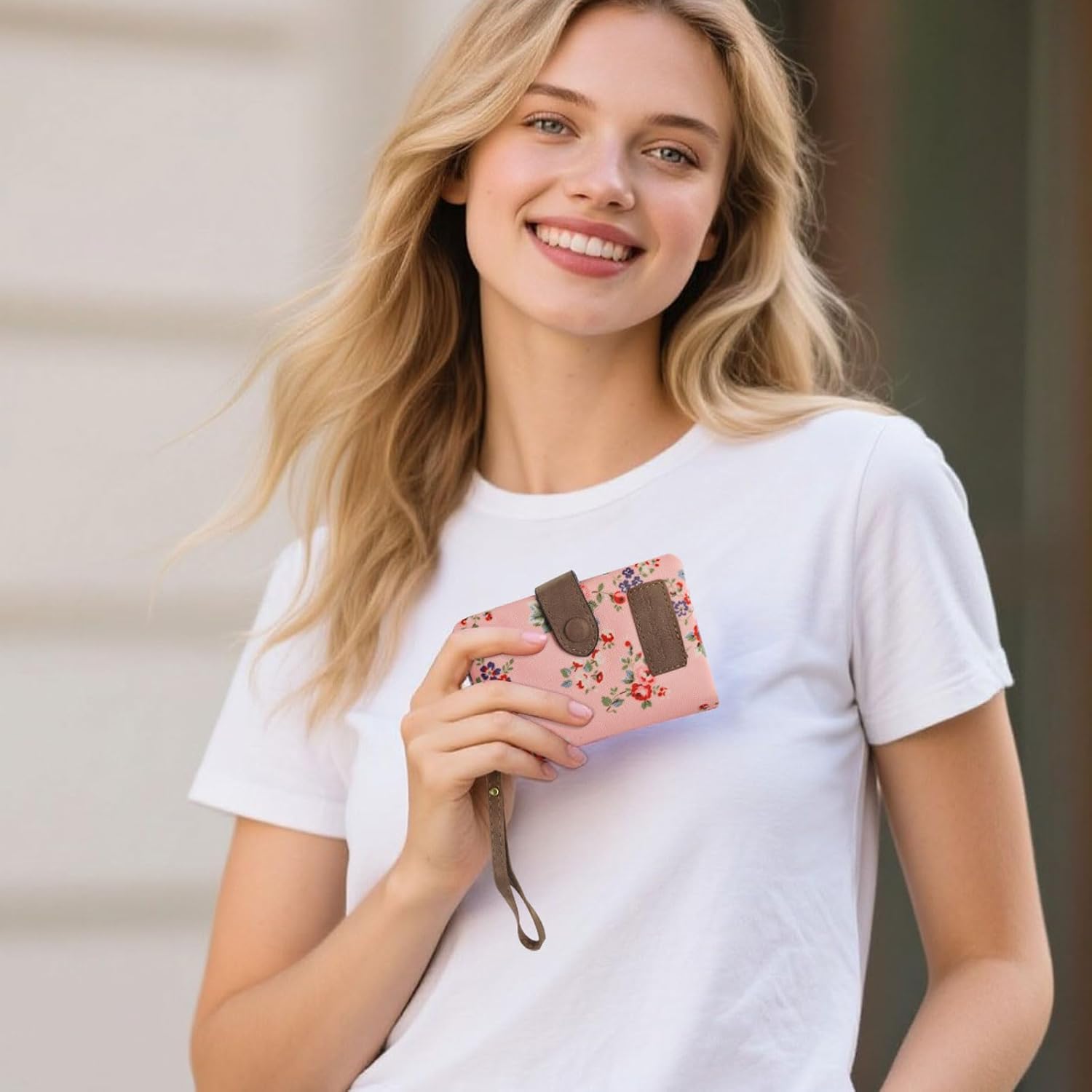 Small Purses for Women Stylish Ladies Wallet with Detachable Wrist Strap, Multi Card Slot Women Wallets Portable Ladies Purse with 11 Card Slots and 2 Zip Pockets (Elephant)