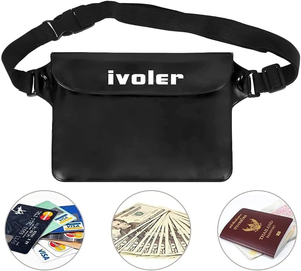 ivoler Pack of 2 Universal Waterproof Waist Bag with Waist Strap