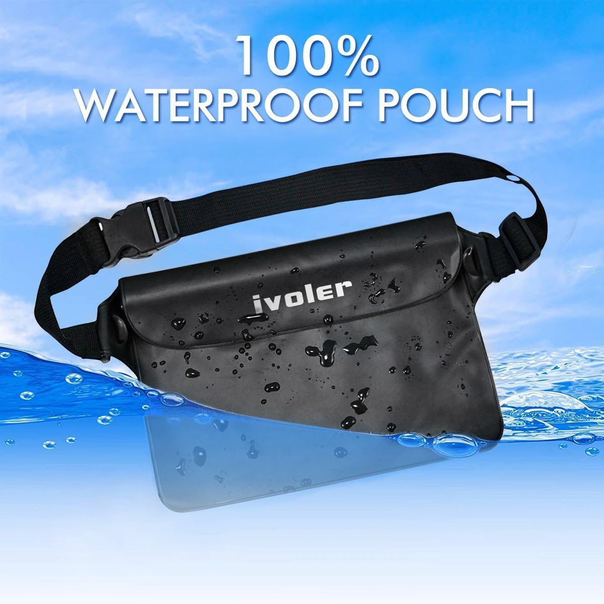 ivoler Pack of 2 Universal Waterproof Waist Bag with Waist Strap