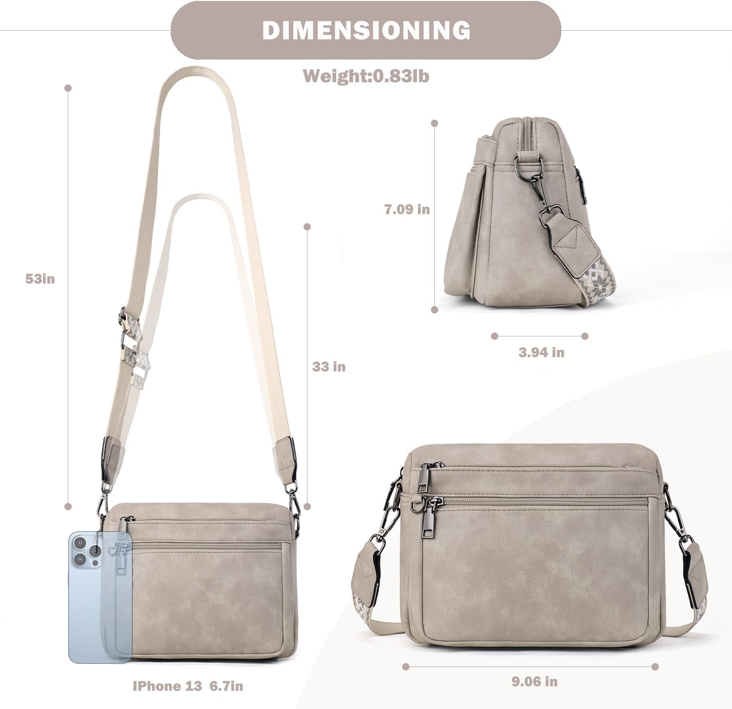 MUIIKOLA Cross Body Bag Women,Crossbody Bags For Ladies,PU Leather Medium Shoulder Handbags Built in Wallet Adjustable wide shoulder straps