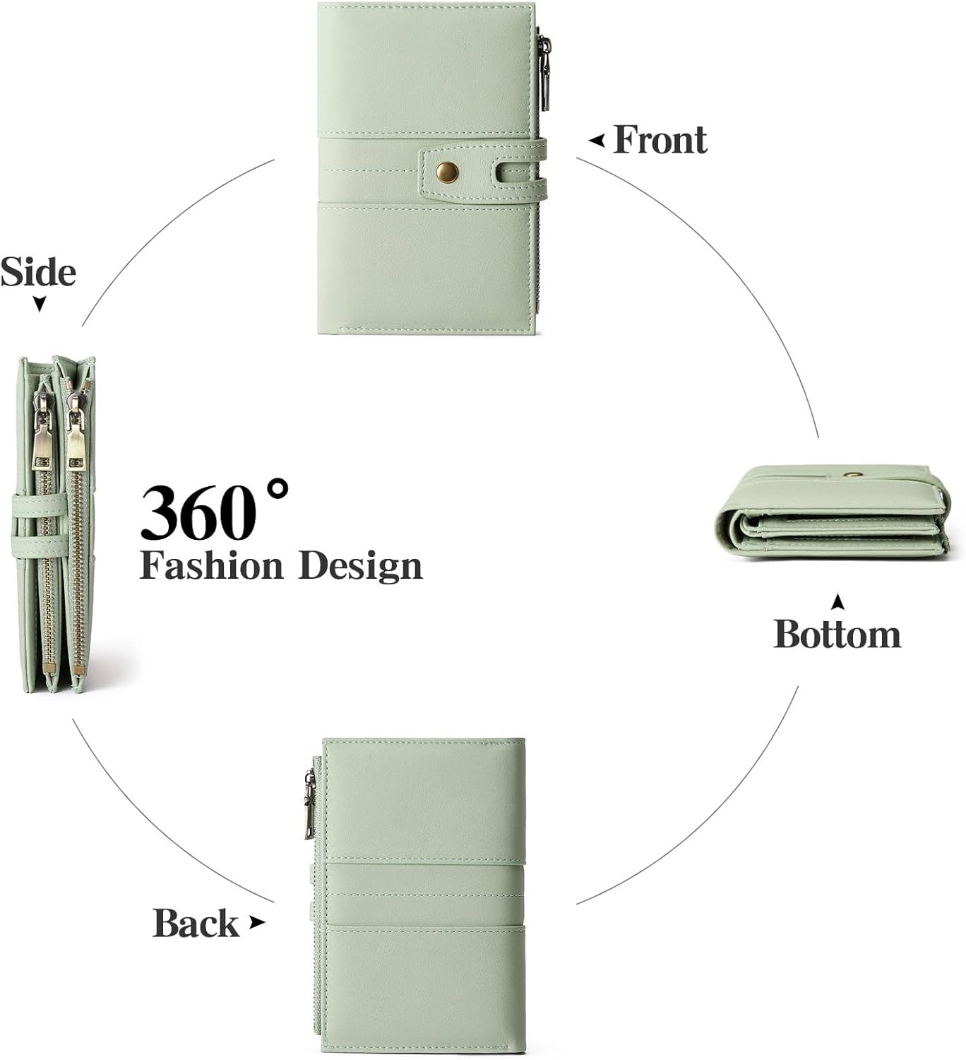 GAEKEAO Small Purses for Women RFID Blocking Leather Trifold Ladies Purses Credit Card Holder Case with ID Window