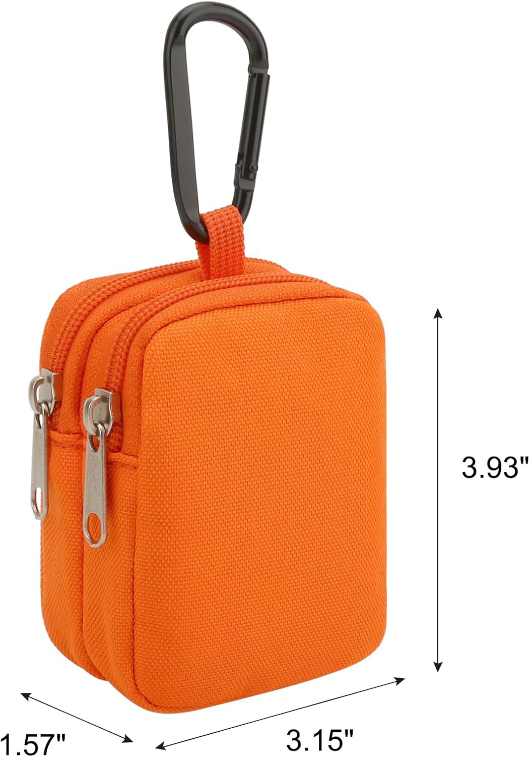 Mini Pouch Coin Purse Small Organizer Bag for Phone Charger, Airpods, Cables, Cards, Keys, Travel Gadget Bag Wallet Zipper Pocket with Hook (Orange)