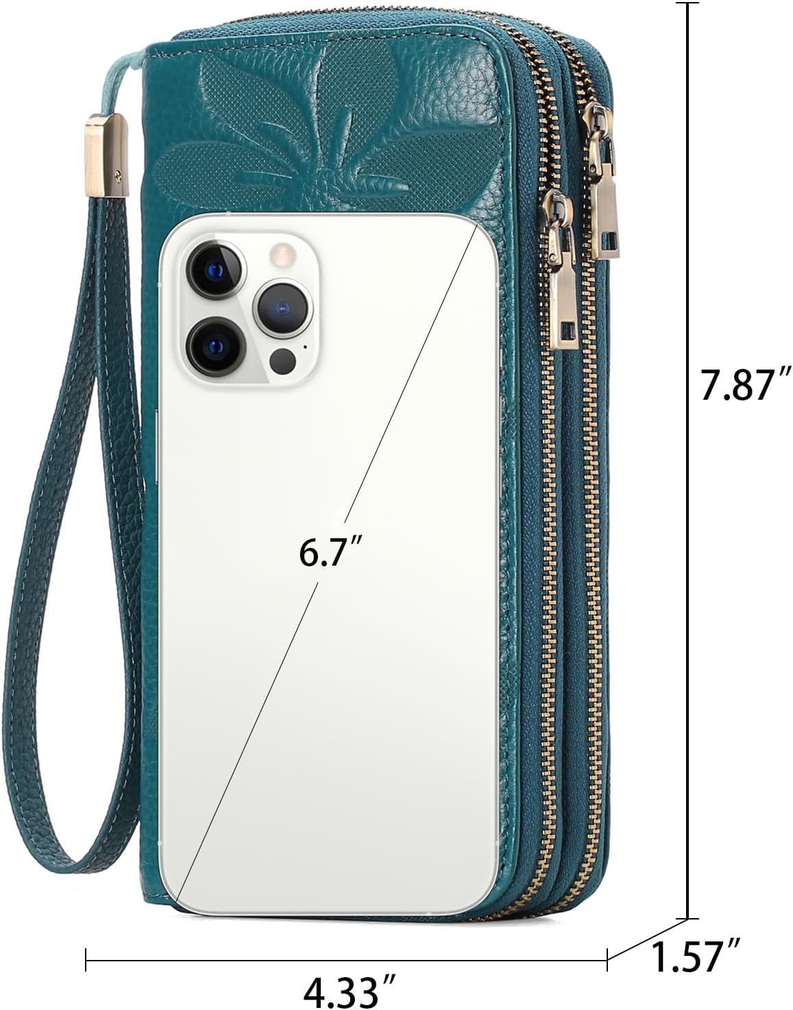 GAEKEAO Purses for Women Double Zipper Phone Clutch RFID Blocking Vegan Leather Wristlet Purse Large Capacity Long Credit Card Holder with Grip Hand Strap