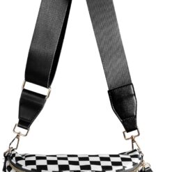 Spacious Checkered Nylon Crossbody Bag Bum Bag Checkered Handbags Wallets for Women