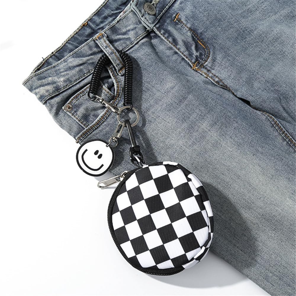 Coin Pouch Round Coin Purse Keychain Little Change Wallet Id Case Card Holder Wallet for Men Women Boys Girl Coin Bags Key Chain Gift