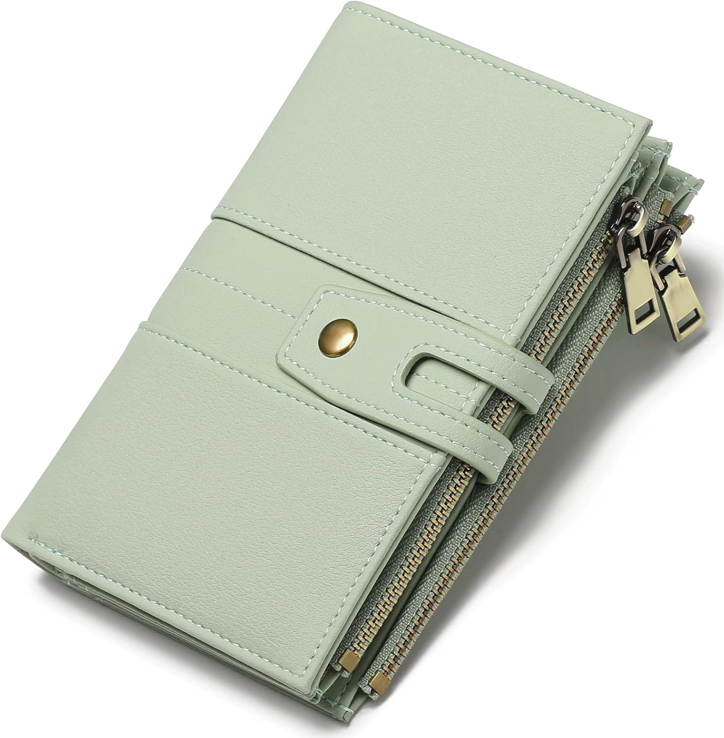 GAEKEAO Small Purses for Women RFID Blocking Leather Trifold Ladies Purses Credit Card Holder Case with ID Window