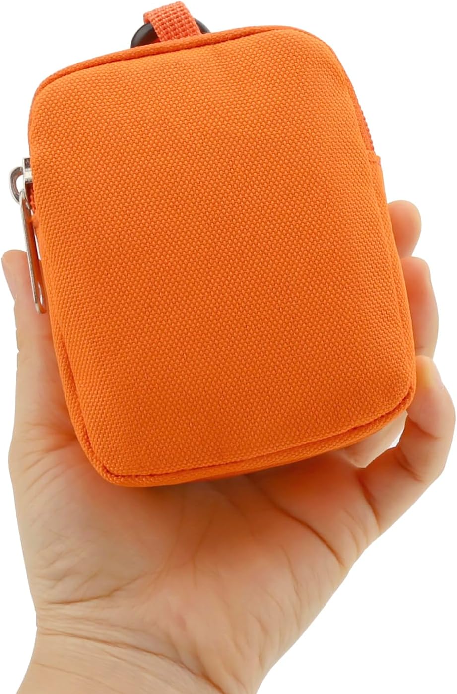 Mini Pouch Coin Purse Small Organizer Bag for Phone Charger, Airpods, Cables, Cards, Keys, Travel Gadget Bag Wallet Zipper Pocket with Hook (Orange)