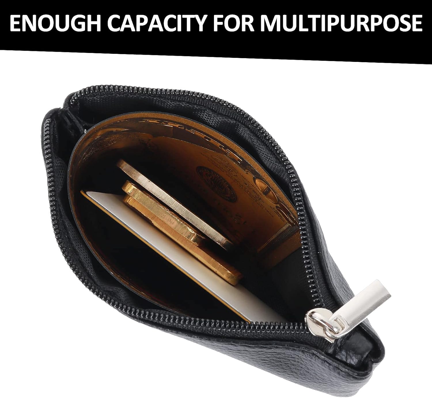 TIESOME Coin Purse, PU Lychee Pattern Zipper Coin Purse Portable Coin Purse Mini Change Wallet for Women Coin Pocket Mini Money for Women Credit Card ID Key Headset Lipstick