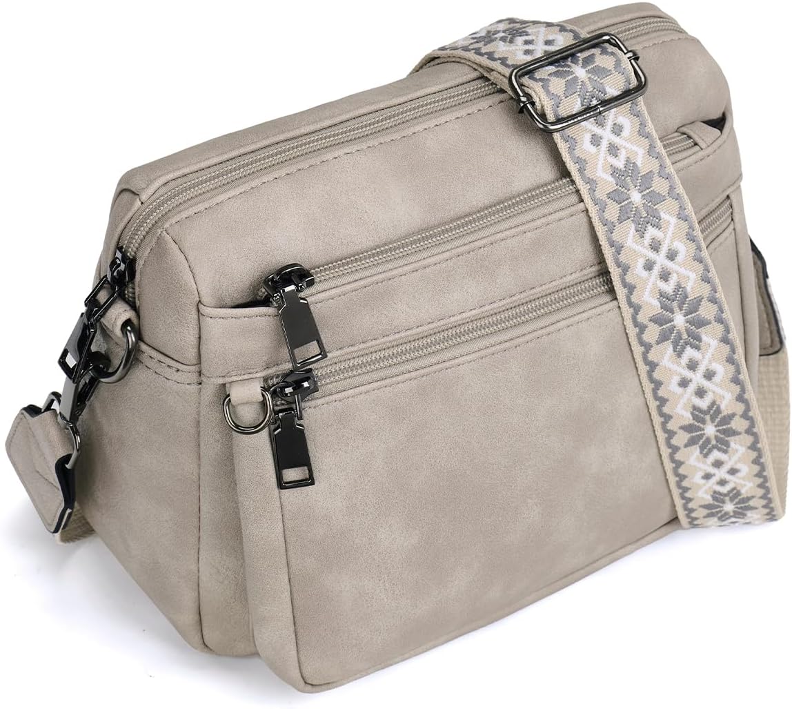 MUIIKOLA Cross Body Bag Women,Crossbody Bags For Ladies,PU Leather Medium Shoulder Handbags Built in Wallet Adjustable wide shoulder straps