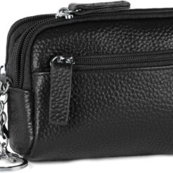 Leather Key Case, Car Key Case Wallet, Portable Vintage Key Holder Bag, Multi-Functional Zipper Key Case for Men Women, Coin Purse with Key Ring & Zipper
