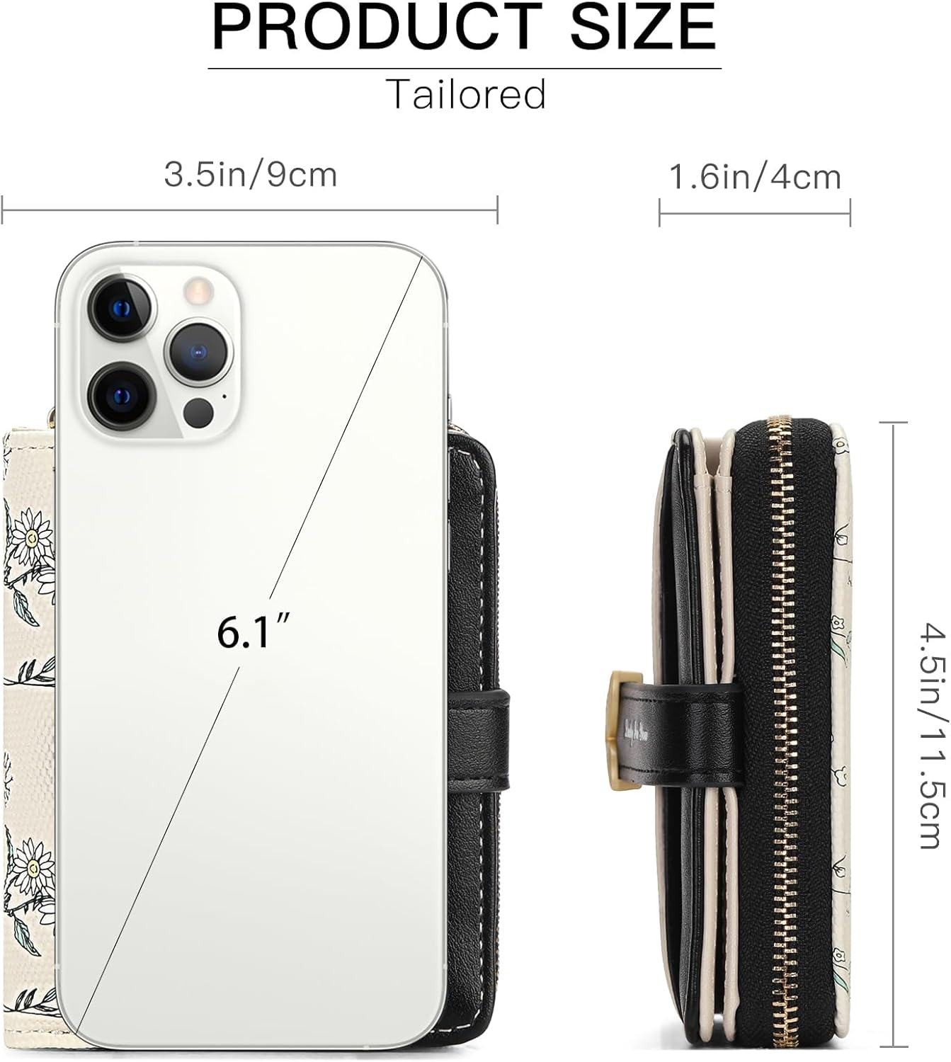 GAEKEAO Purses for Women Small Ladies Purse Cute Leather Bifold Compact Womens Wallet RFID Blocking with Zipper Pocket ID Window Black