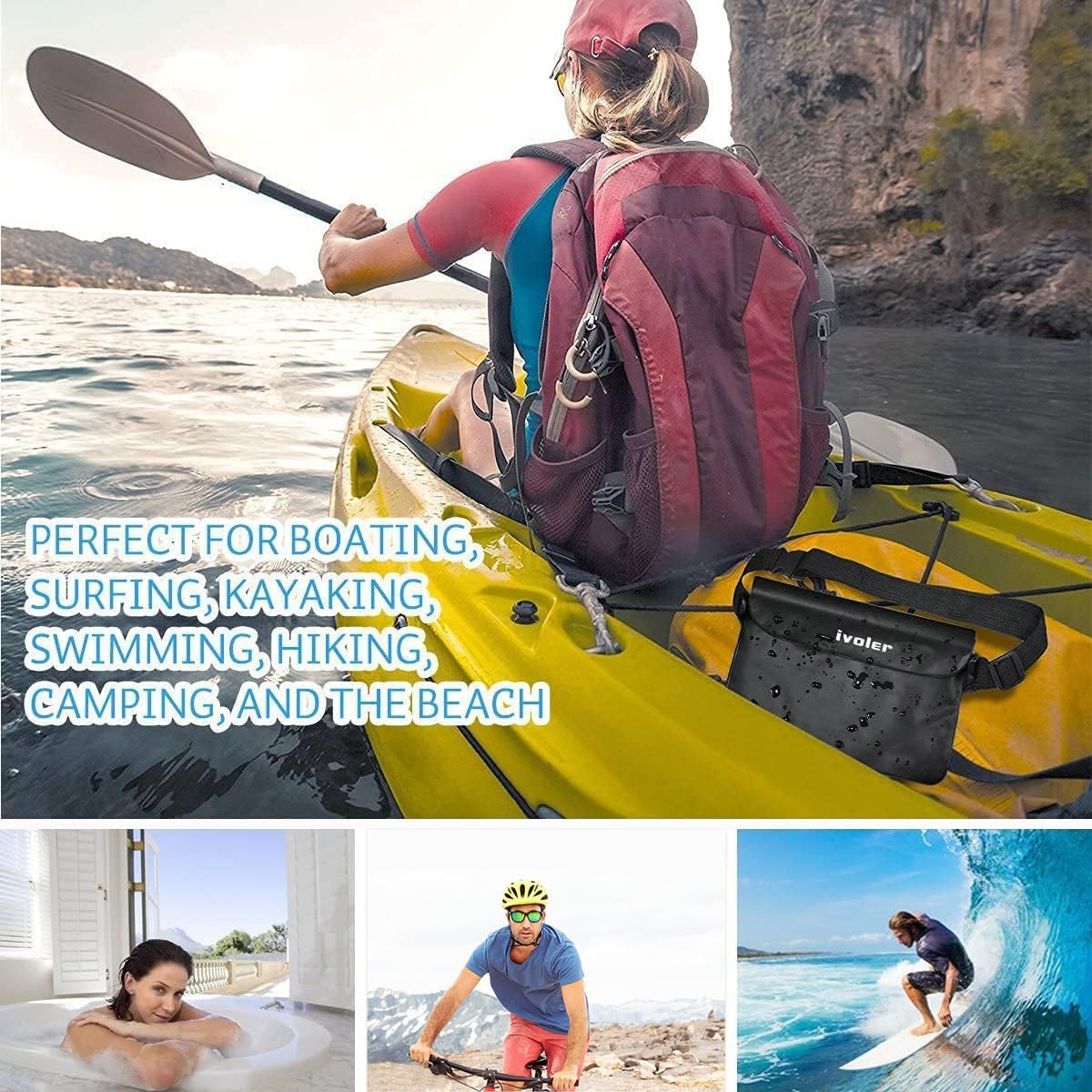 ivoler Pack of 2 Universal Waterproof Waist Bag with Waist Strap