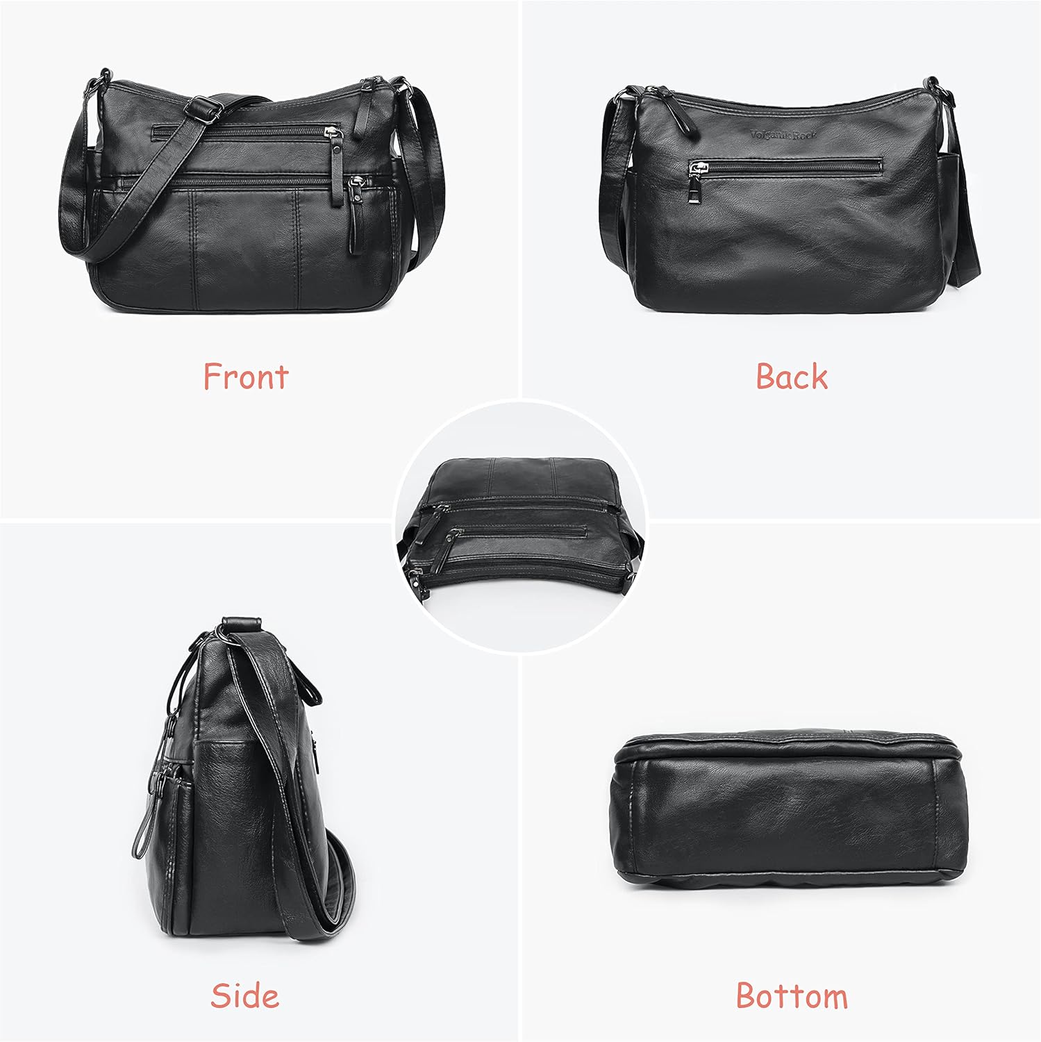 VOLGANIK ROCK Handbags for Women Shoulder bag for women Soft PU Leather Handbag Crossbody bag Multi Pockets Handbag shoulder bag Ladies handbags Travel Bag