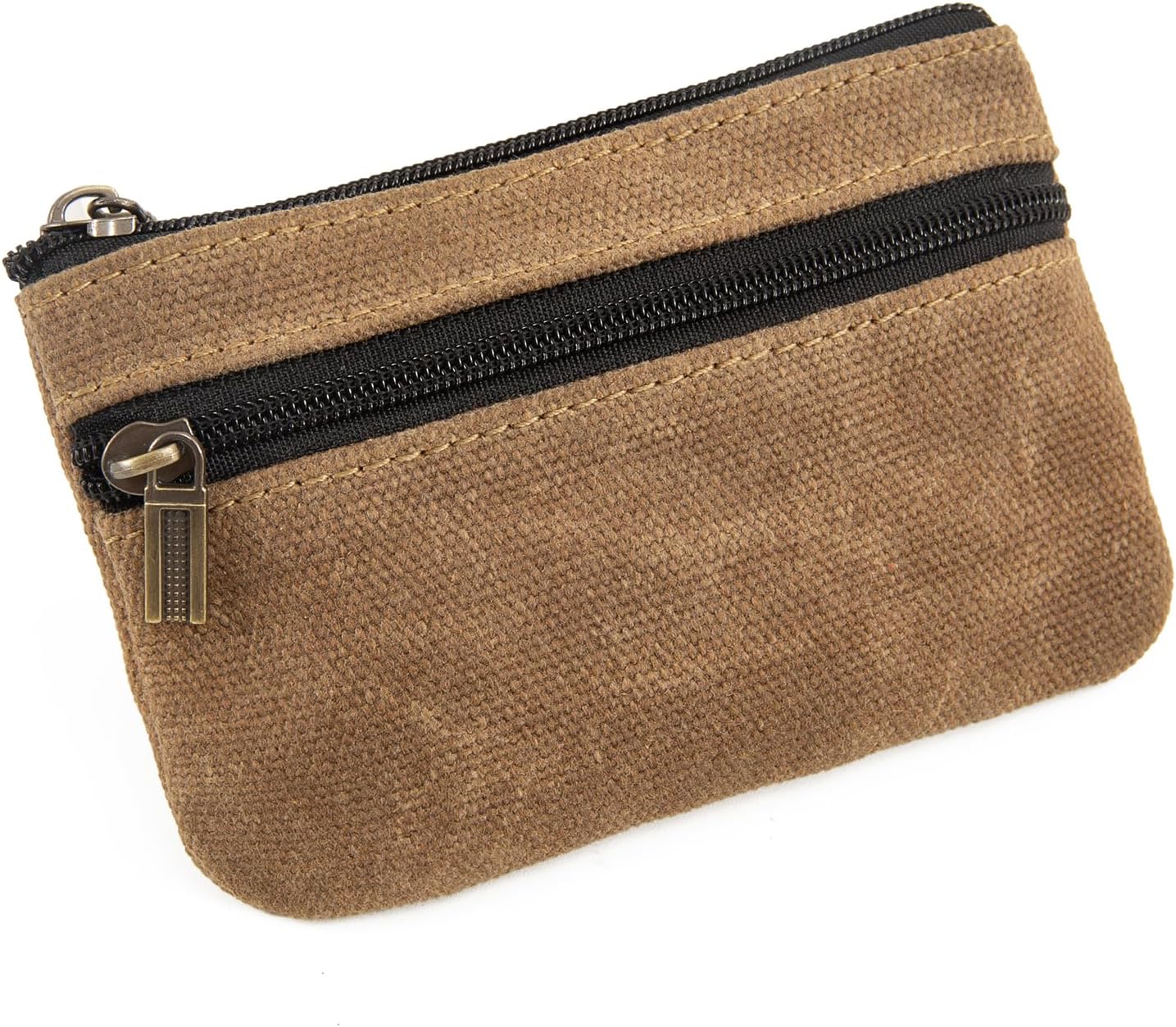 Mens Tray Purses Coin Purse,Coin Pouch,Cash Wallet,Small Change Purse Keychain for Coins Pocket Zipper Wallet with Key Ring,Gifts for Men Dad Father (Coffee)