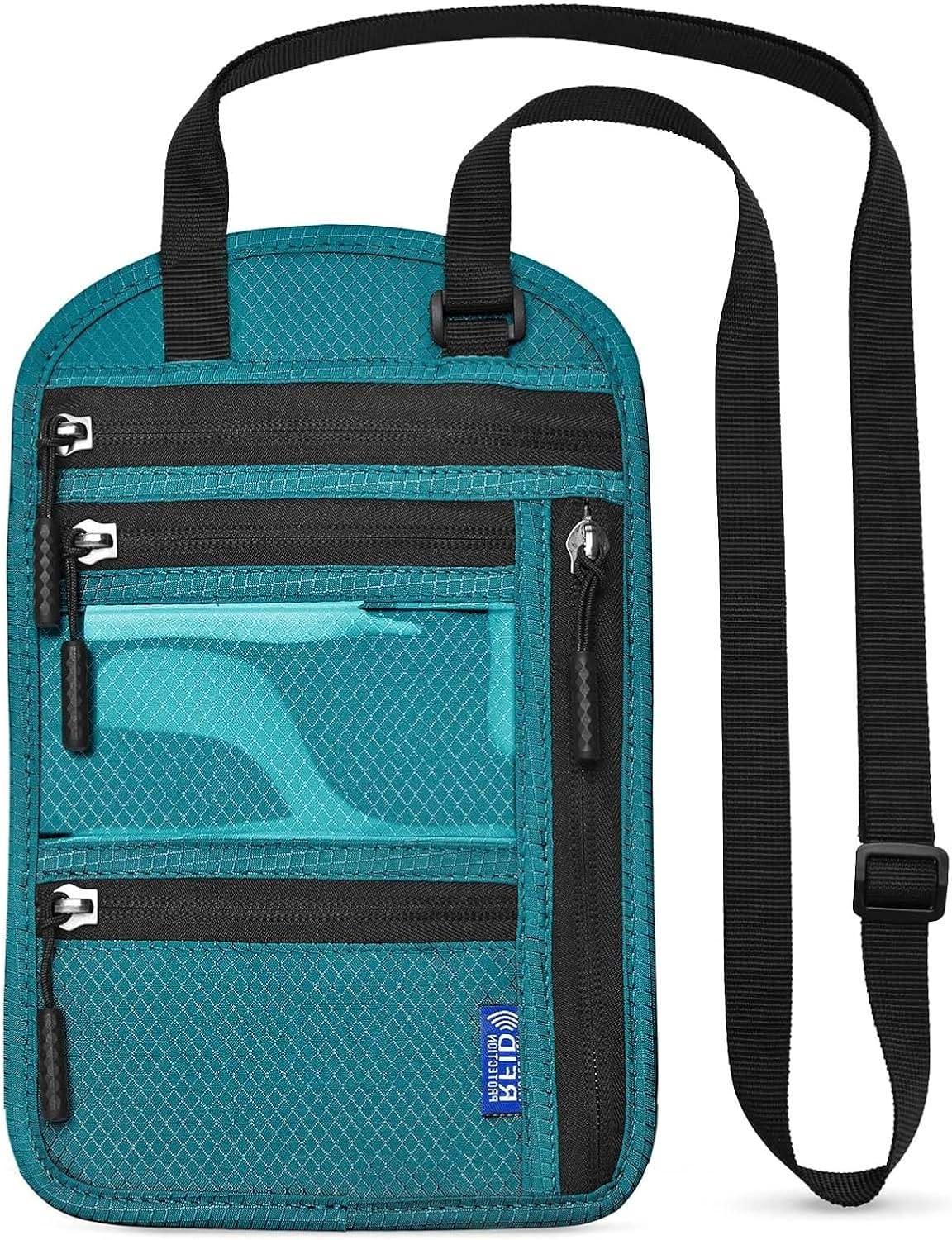 Travel Neck Wallet Passport Holder RFID Blocking Waterproof Passport Wallet Pouch Travel Document Holder Organiser Bag with Adjustable Neck Strap Men Women