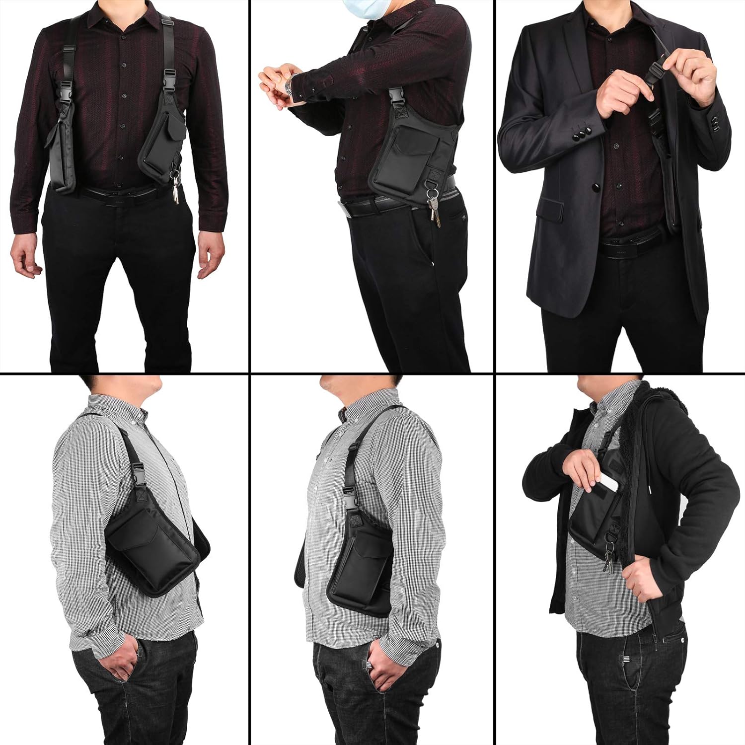 Anti-Theft Hidden Underarm Shoulder Bag for Men, Concealed Pack Pocket, Multi-Purpose Shoulder Armpit Portable Security Holster Tactical Bag for Travel/Outdoors